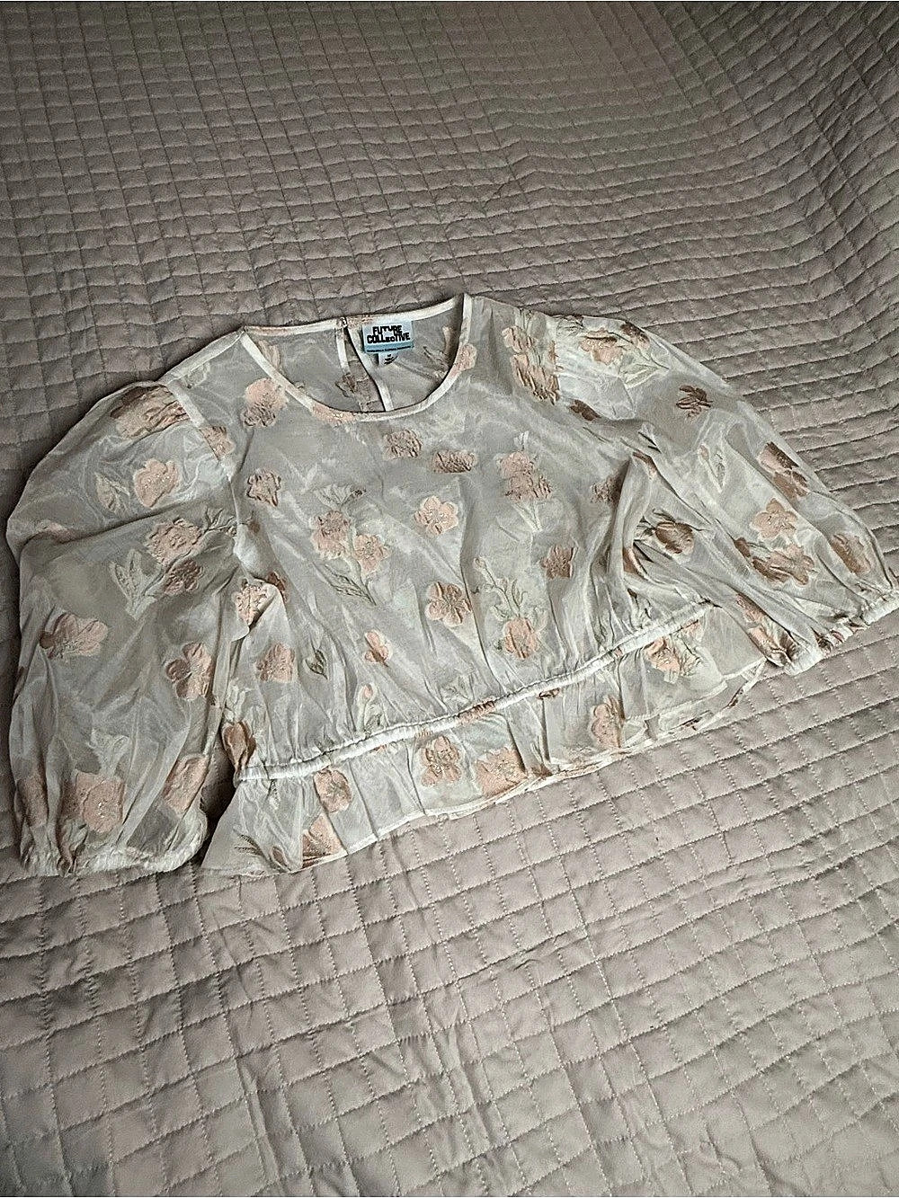 Future Collective Gabriella Karefa-Johnson sheer Floral Blouse Size M Cottageco